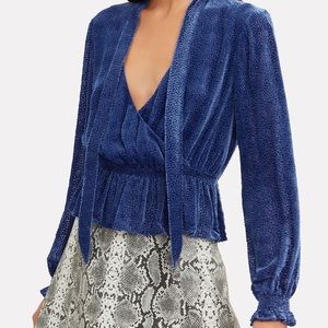 INTERMIX Carisa Burnout Blue Velvet Top S